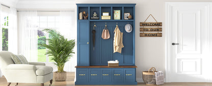 U-Can Entryway Hall Tree with Coat Hooks, Shoe Bench & Drawer Storage Cabinet
