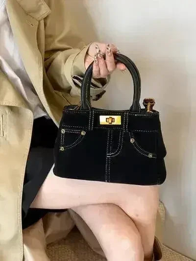 Stylish Suede Handbag – Adjustable Strap & Dual-Use Design