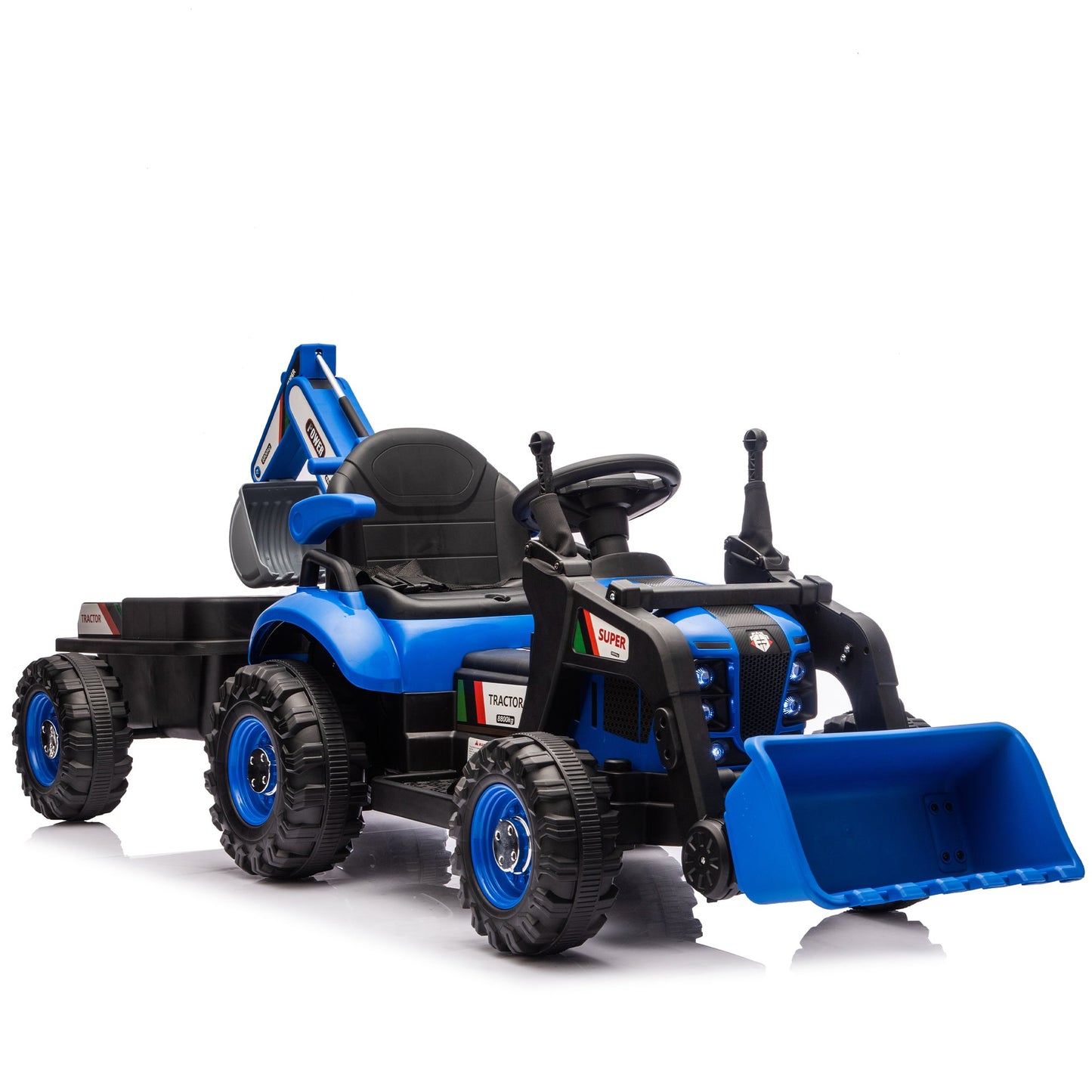 24V Kids Ride-On Electric Tractor Toy with 4-in-1 Construction Attachments