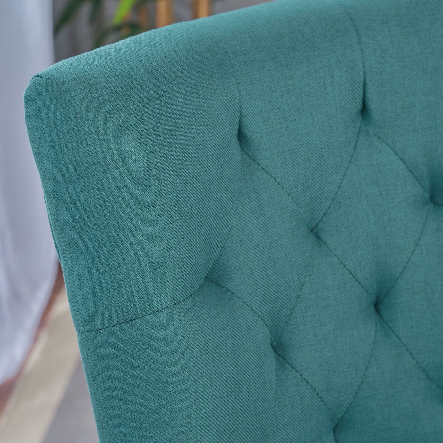 Dining Chair Set of 2 With Upholstered Diamond Tufting And Espresso Birch Legs - Teal