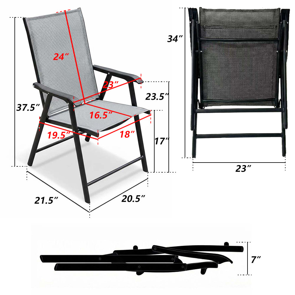 Outdoor Patio Chairs Set of 2 Stackable Portable for Deck, Garden, Camping and Travel