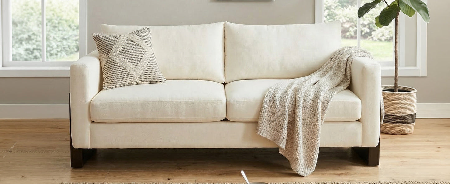 Modern Sofa Couch Stylish 3-Seater Sofa with Rubberwood Legs