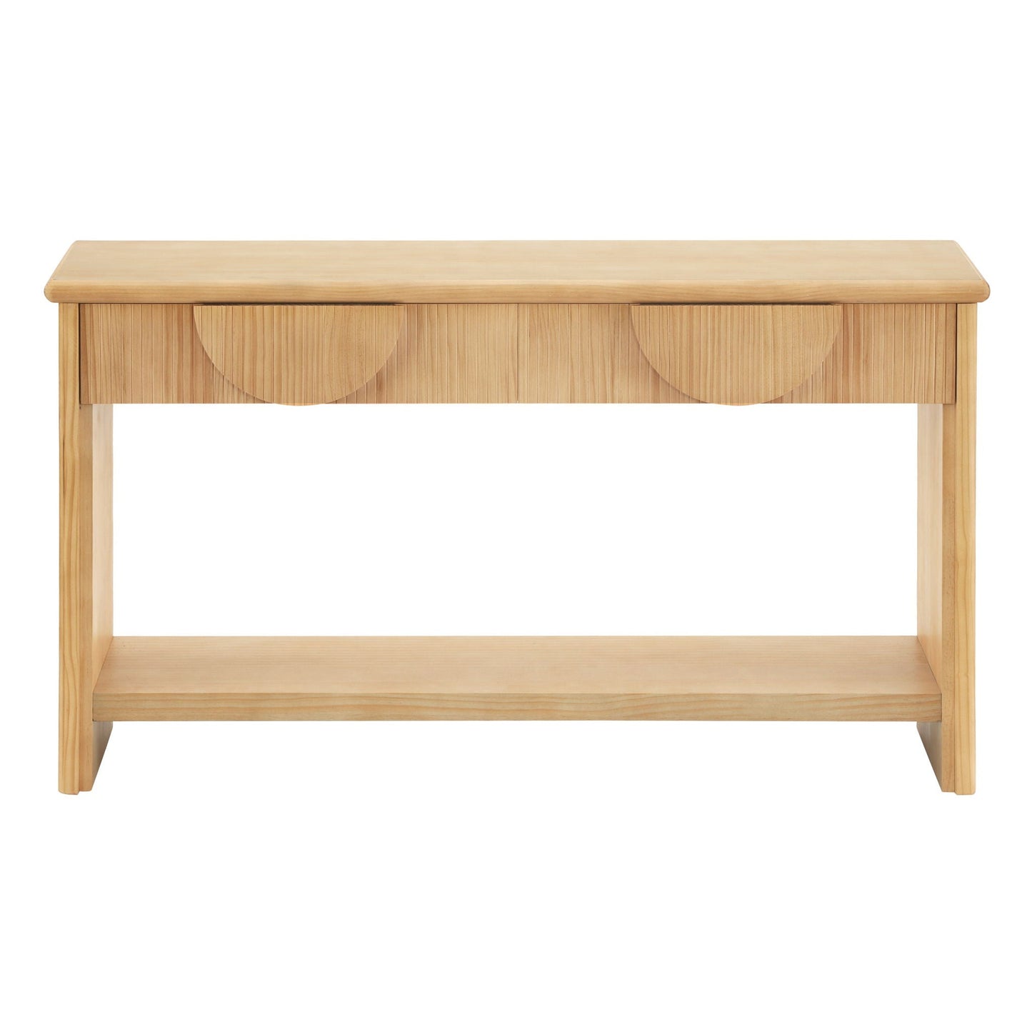 Fluted Console Table With Semi Circular Drawers - Natural