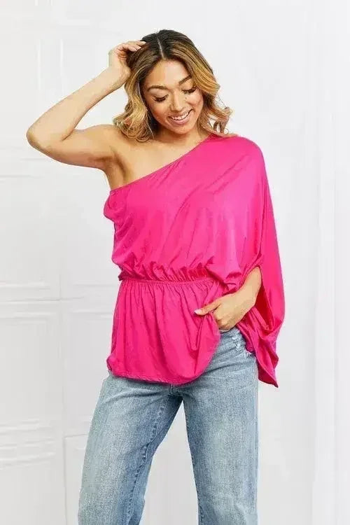 HotPink One Shoulder Top - Versatile Sizes S-3XL | Femstylo