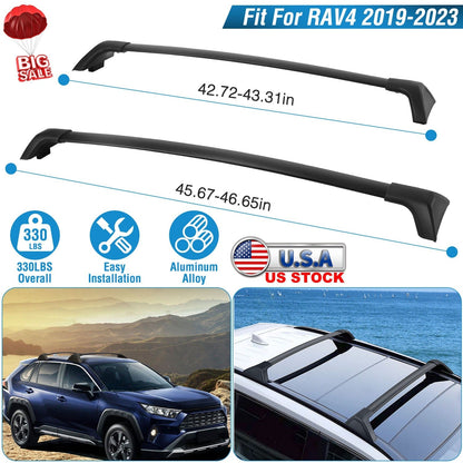 Car Roof Rack Cross Bars Aluminum Alloy Cargo Carrier Rooftop Crossbars Fit for Toyota RAV4 2019-2024 with Side Rails for Cargo Carrier Bag Kayak Bike