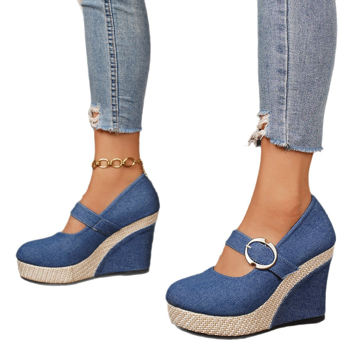Womens Large-size Platform Wedge Thick-soled Pumps