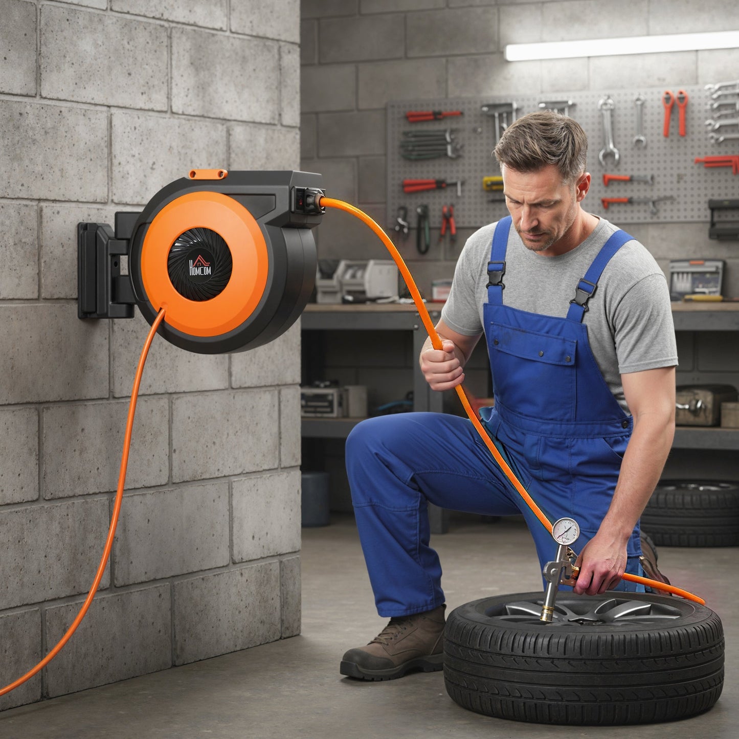 HOMCOM Retractable Air Hose Reel