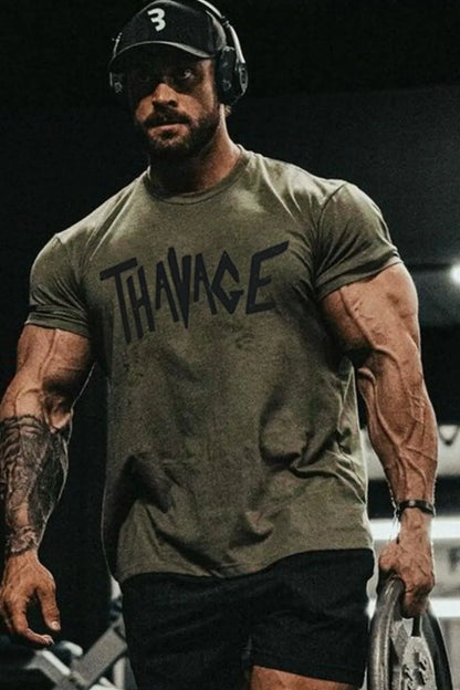 Men's Plus Size Letter Graphic Round Neck Short Sleeve T-Shirt