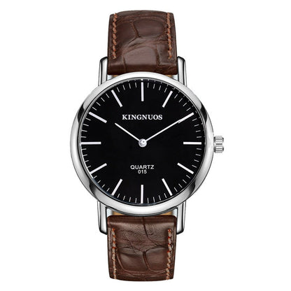 Stylish And Minimalist Two-hand Leather-strap Watch For Men And Women