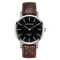Stylish And Minimalist Two-hand Leather-strap Watch For Men And Women