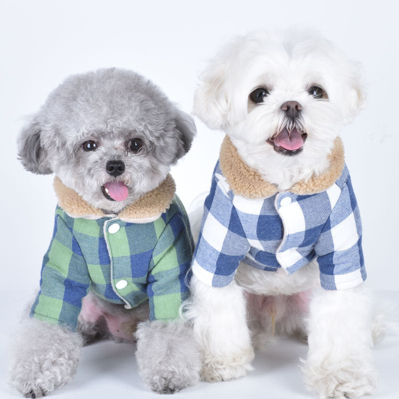 Puppy Dog Clothes Lamb Fur Collar Cotton Coat