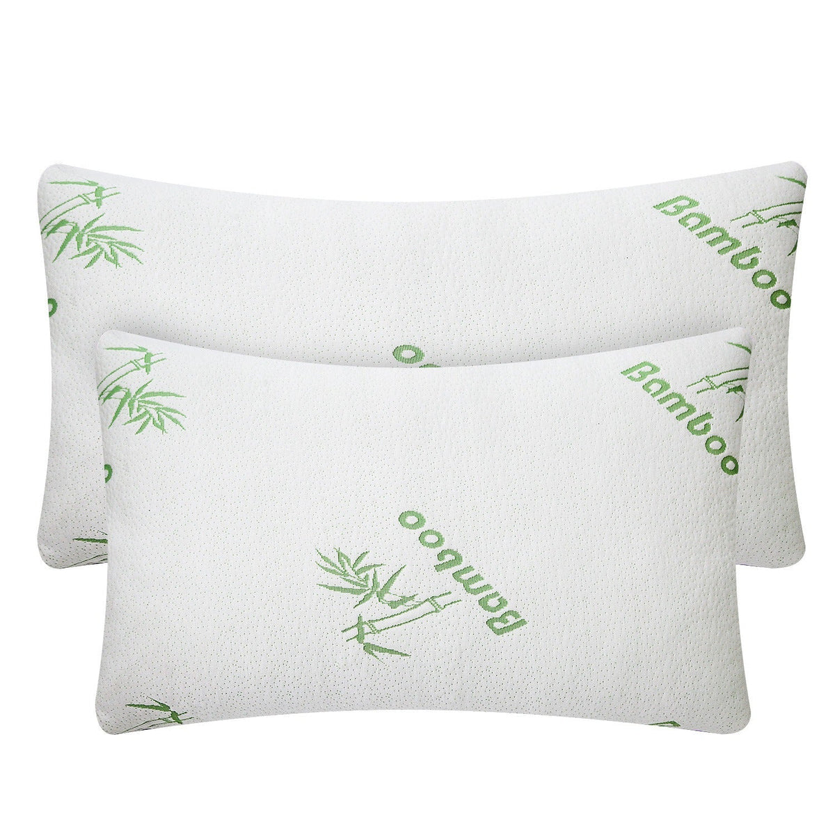2Pcs Bamboo Memory Foam Pillow Hypoallergenic Bed Pillow For Head Neck Rest Sleeping Shredded Pillow Washable Cover Queen Size Pillow