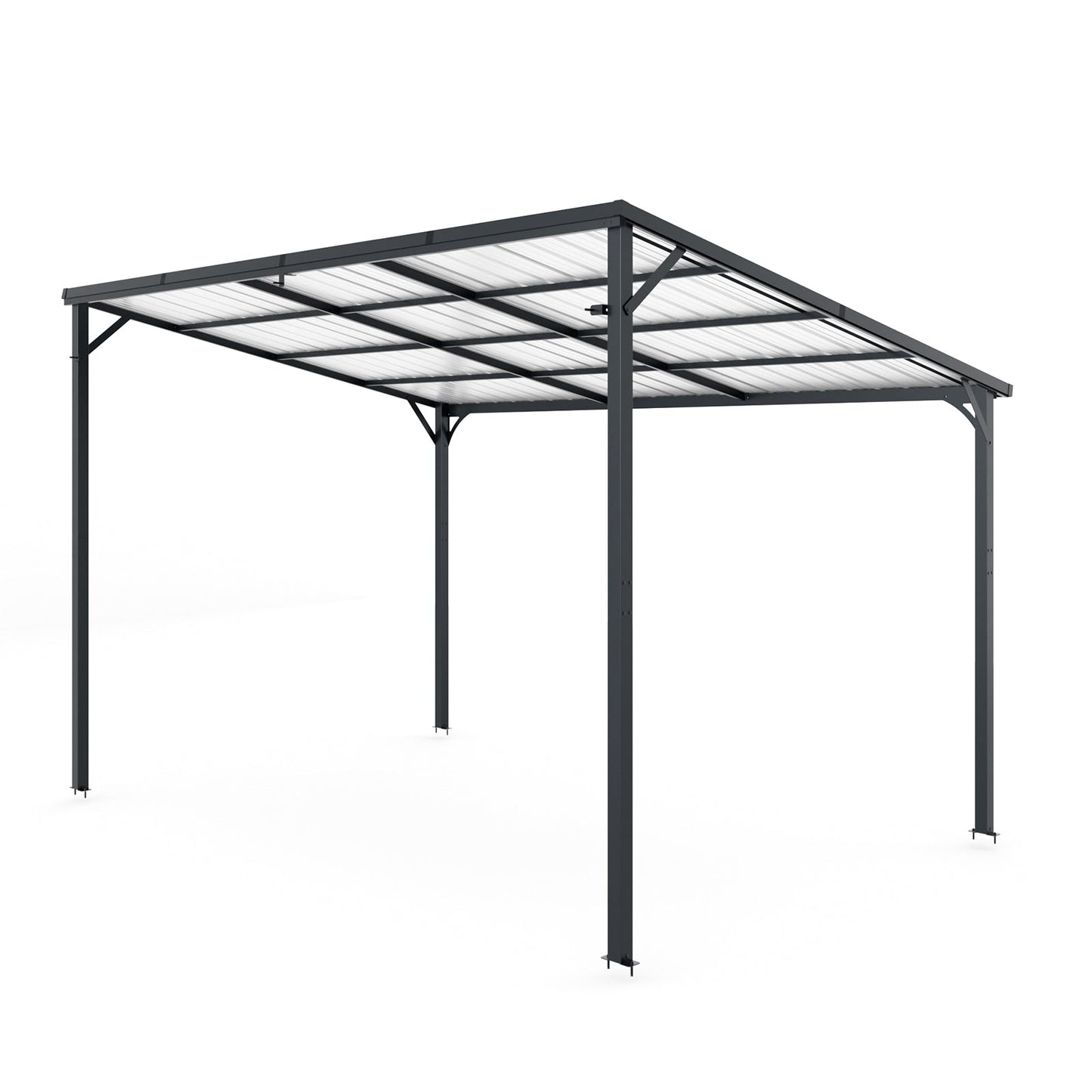 Outdoor Pergola 12' x 8' Galvanized Steel Lean-to Wall-Mounted