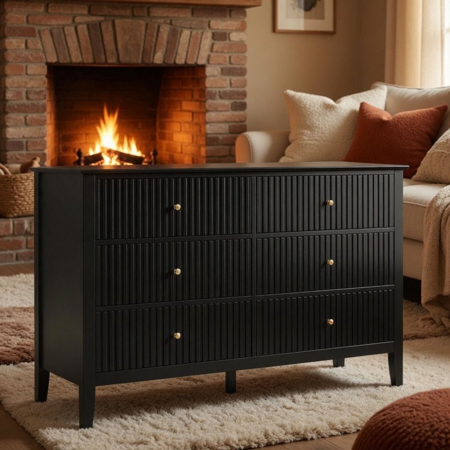 Modern 6 Drawer Fluted Dresser