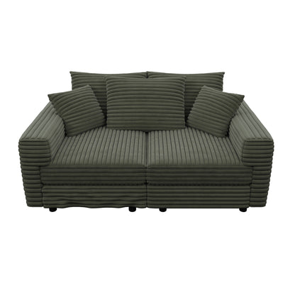Convertible Deep Seat Sofa With Soft Pillows And Ottomans