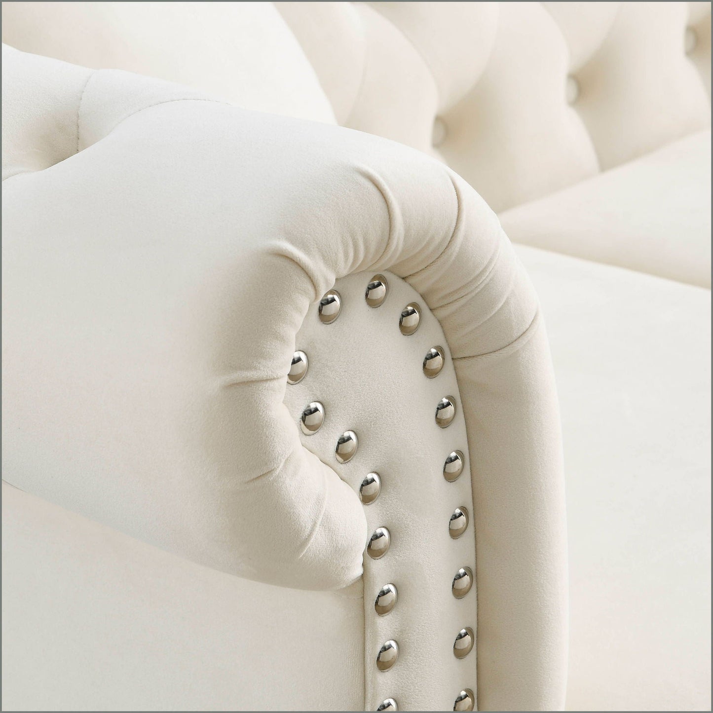Chesterfield Sofa With Rolled Arms And Nailhead Trim