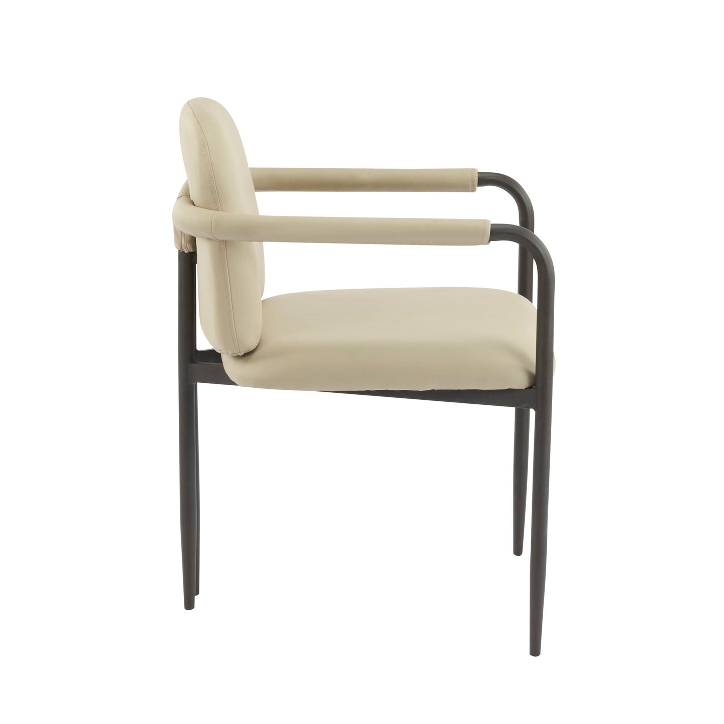 Modern Dining Chair Set of 2 with Iron Frame - Espresso / Khaki