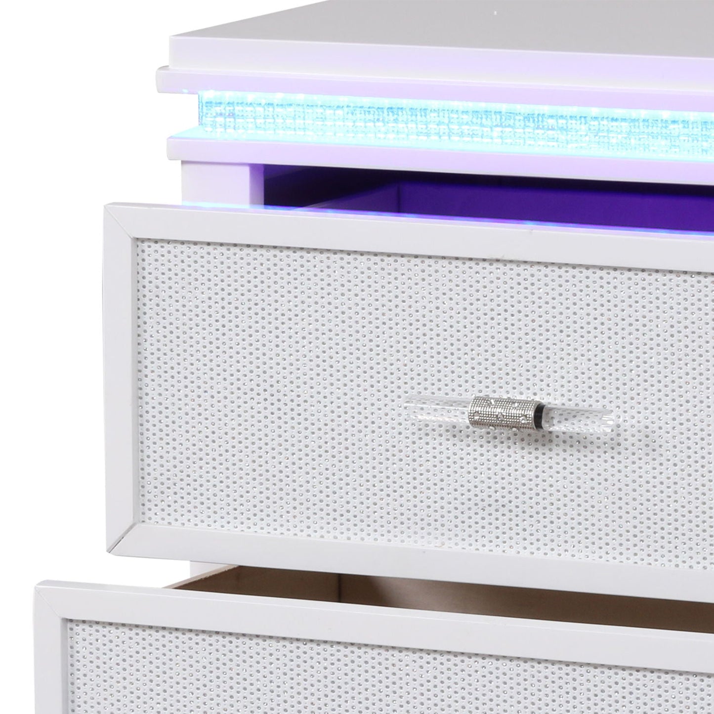 Opium - 2 Drawer Nightstand With LED Lights - White