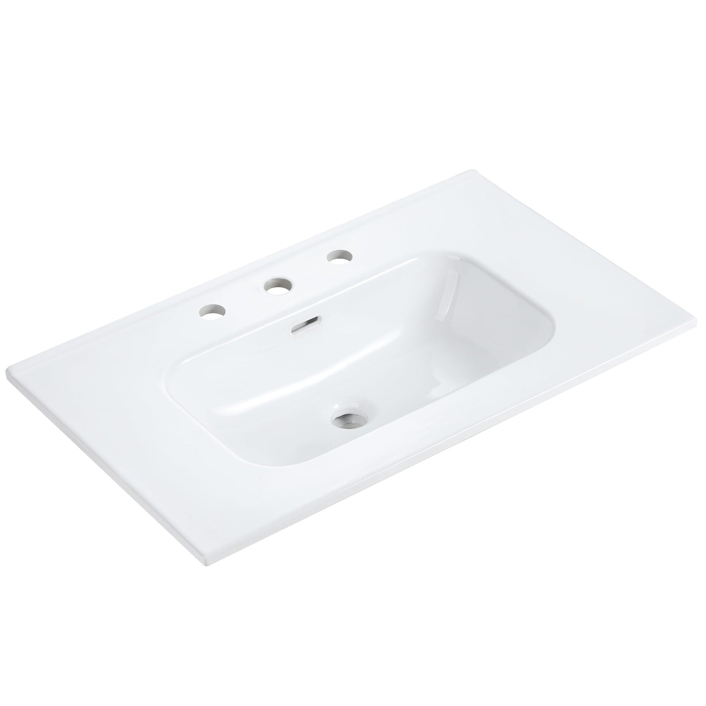 Glossy White Ceramic Integrated Sink