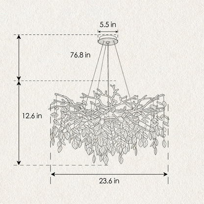 8-Light Crystal Gold Chandelier for Dining Room and Kitchen Island