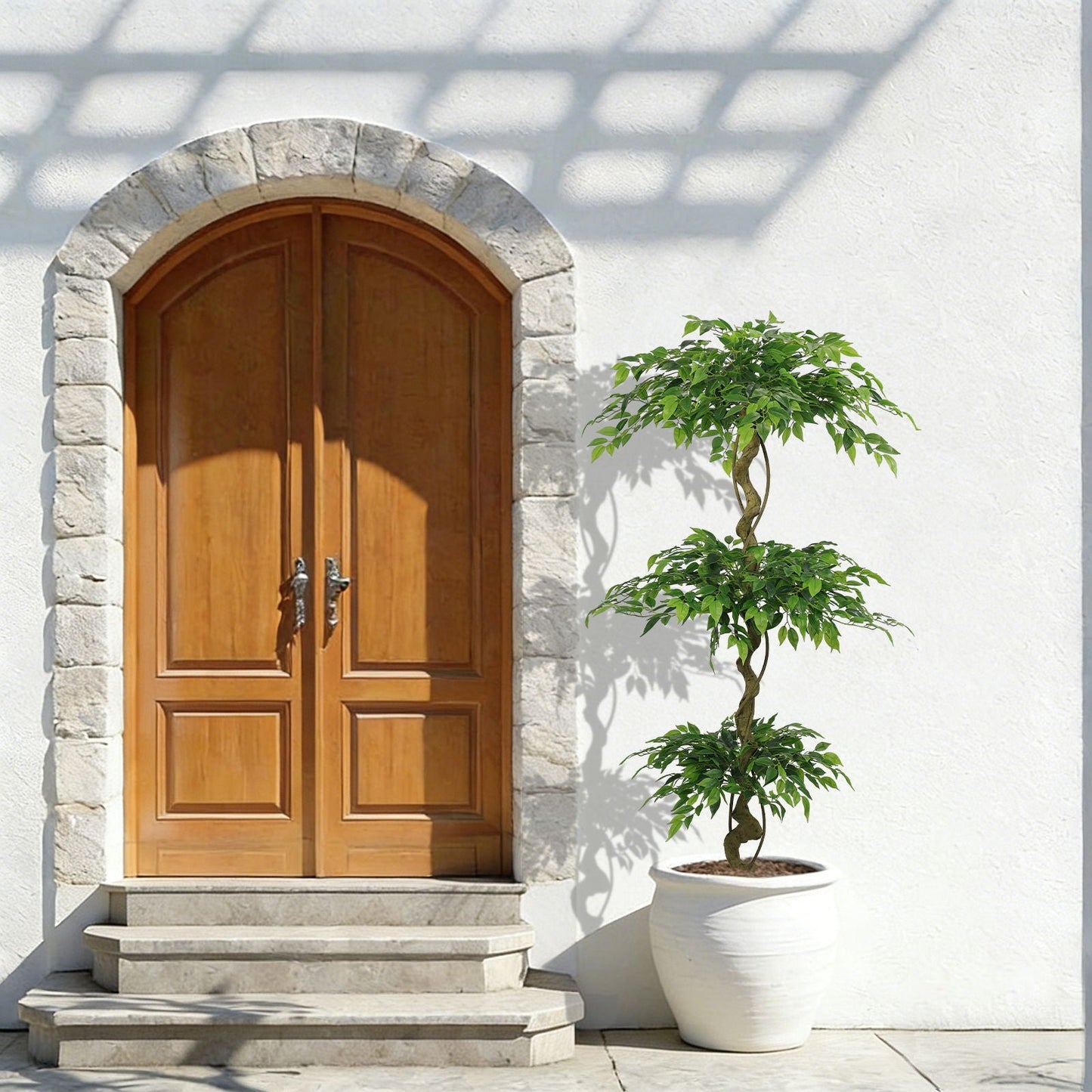 Artificial Ficus Tree With Pot For Home Decor Indoor Plant - Green