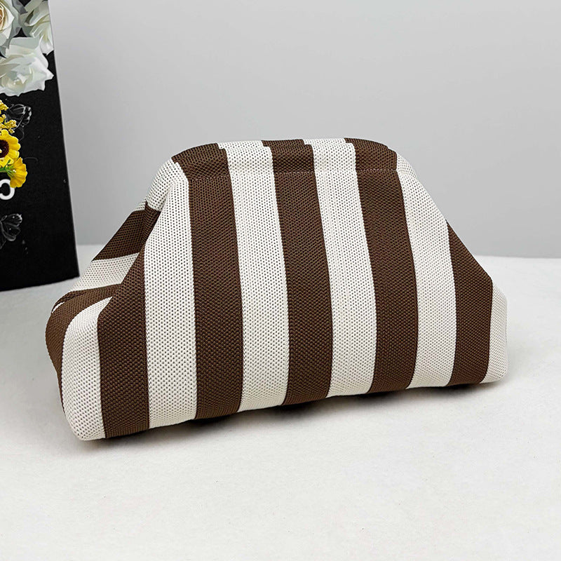 Womens Knitted Bag Striped Clutch