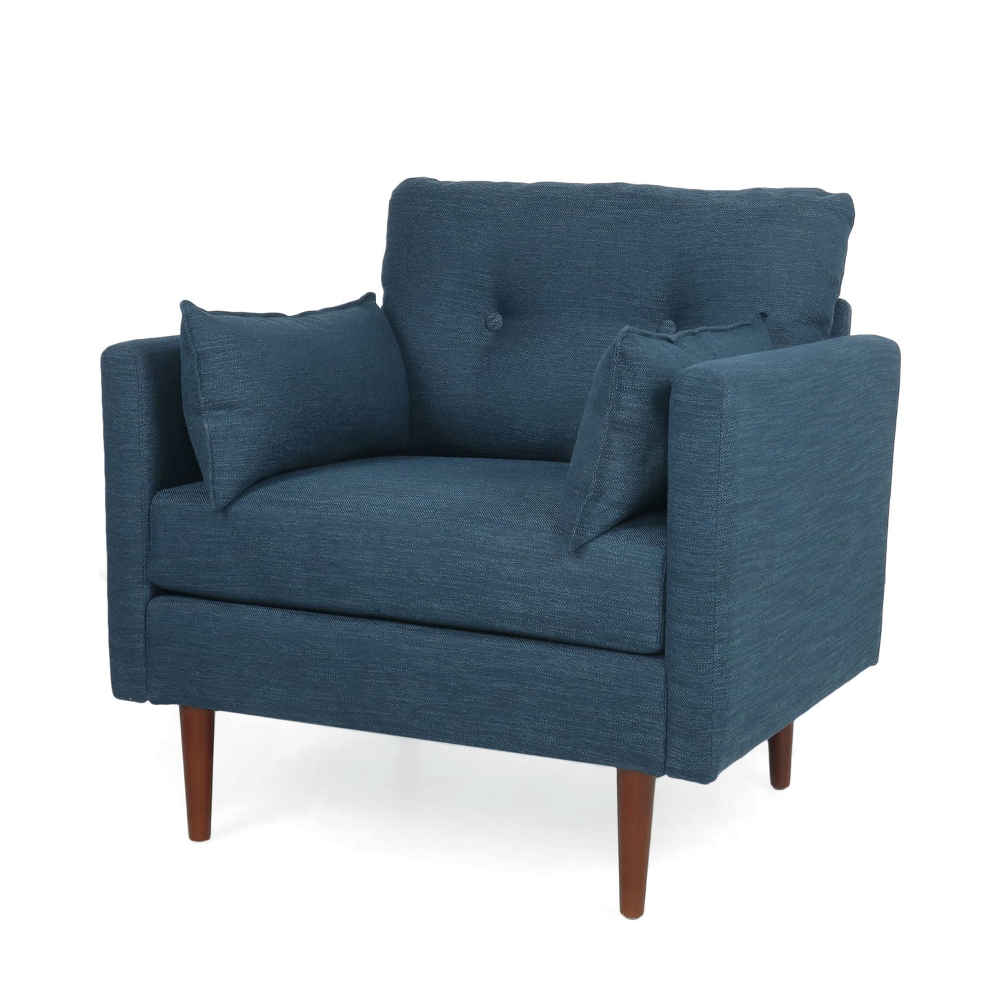 Enchantica Upholstered Fabric Club Chair with Button Tufting and 2 Accent Pillows
