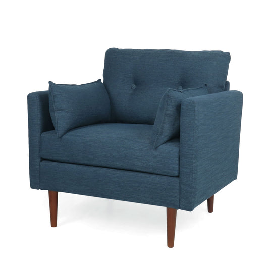 Enchantica Upholstered Fabric Club Chair with Button Tufting and 2 Accent Pillows