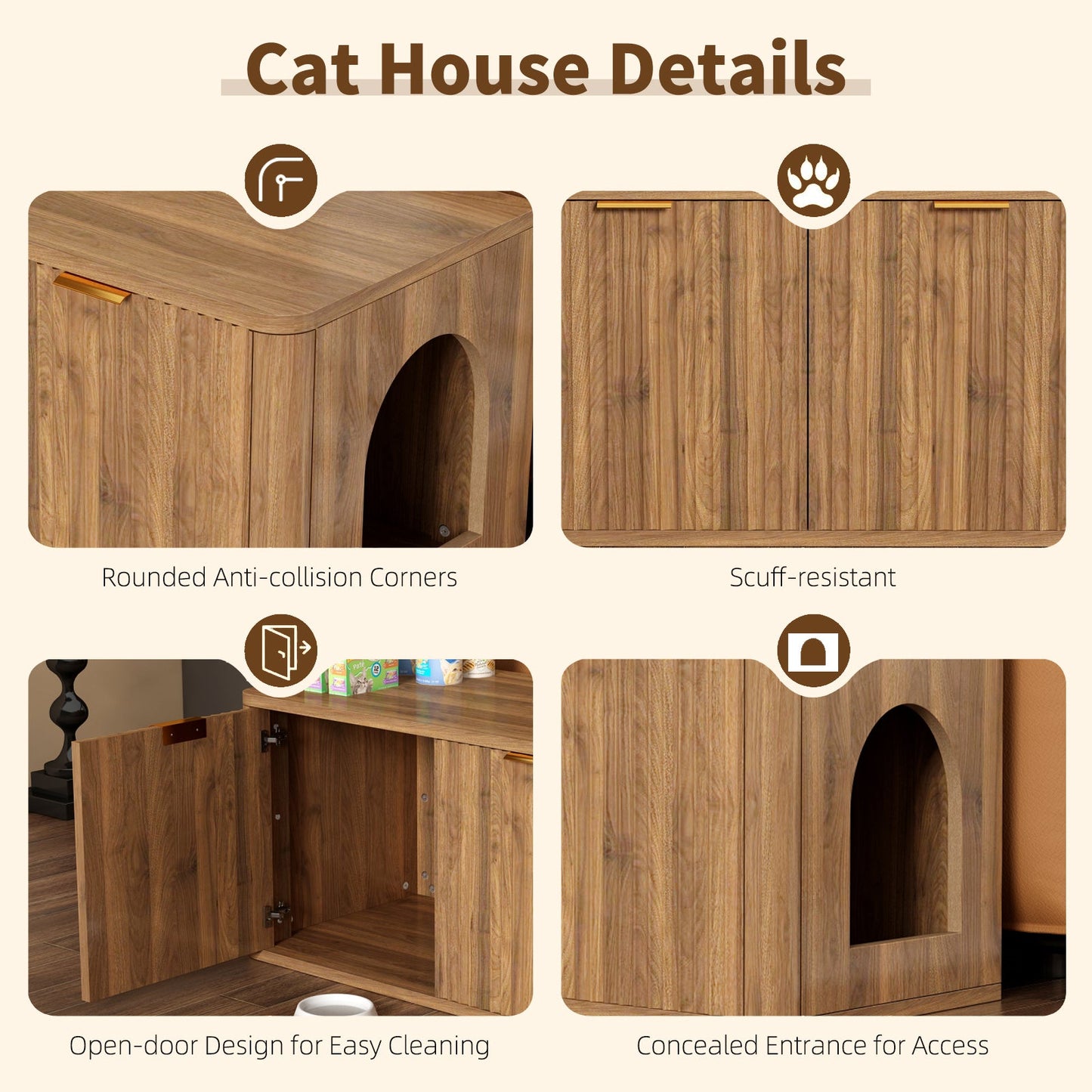 31.5" Walnut Finish Hidden Litter Box Furniture