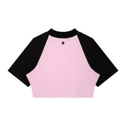 Loki & Ivy Women’s Color Block Raglan Crop T-Shirt