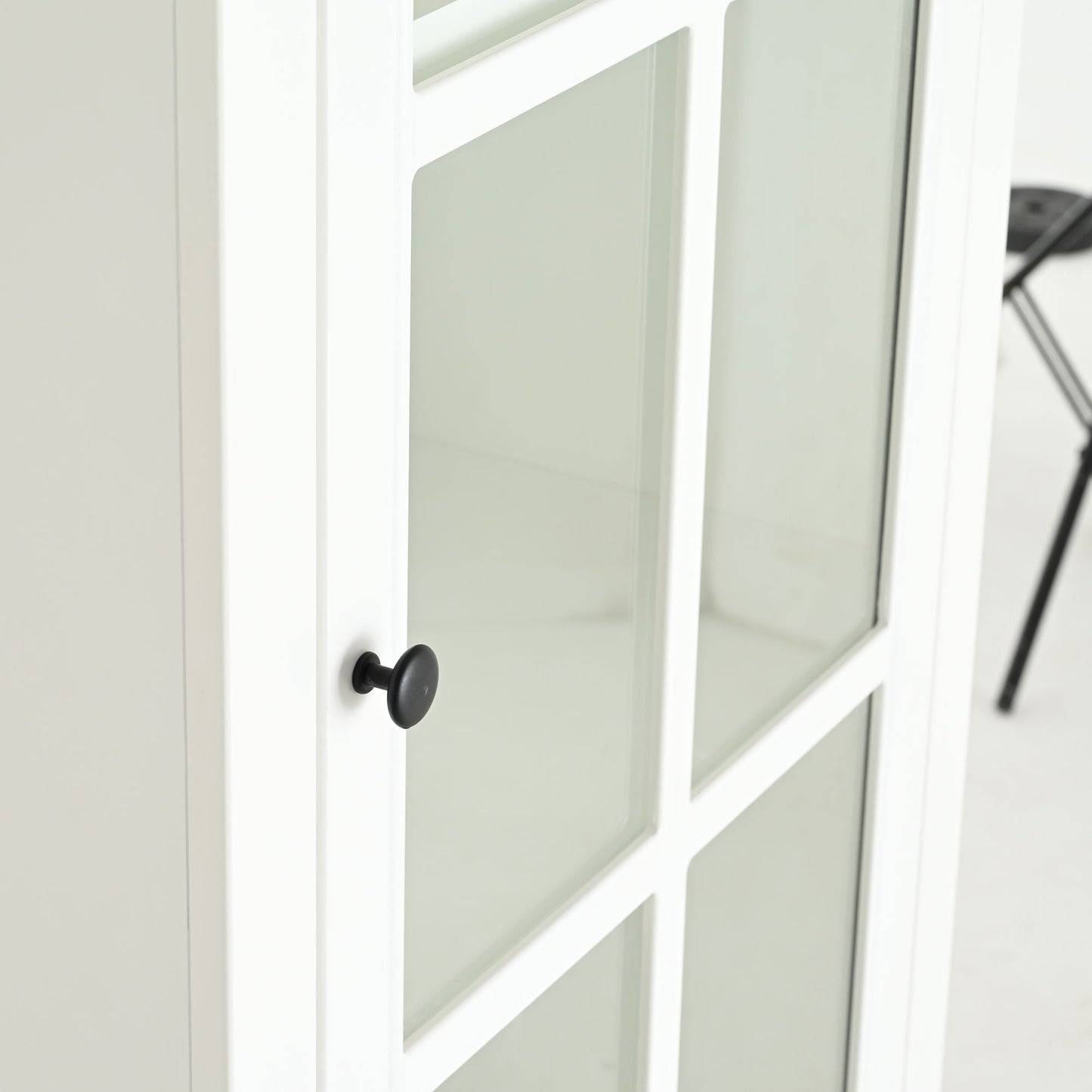 Retro Style Hutch Cabinet With Glass Door, China Cabinet For Home
