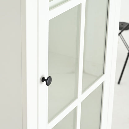 Retro Style Hutch Cabinet With Glass Door, China Cabinet For Home