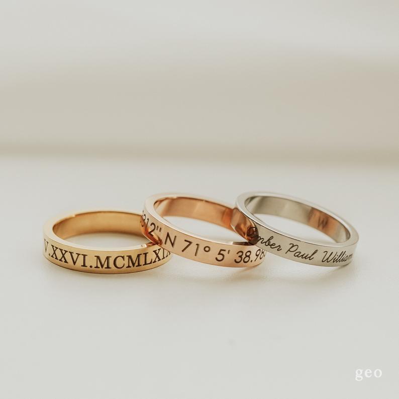 S925 Sterling Silver Personalized Custom Glossy Ring Men