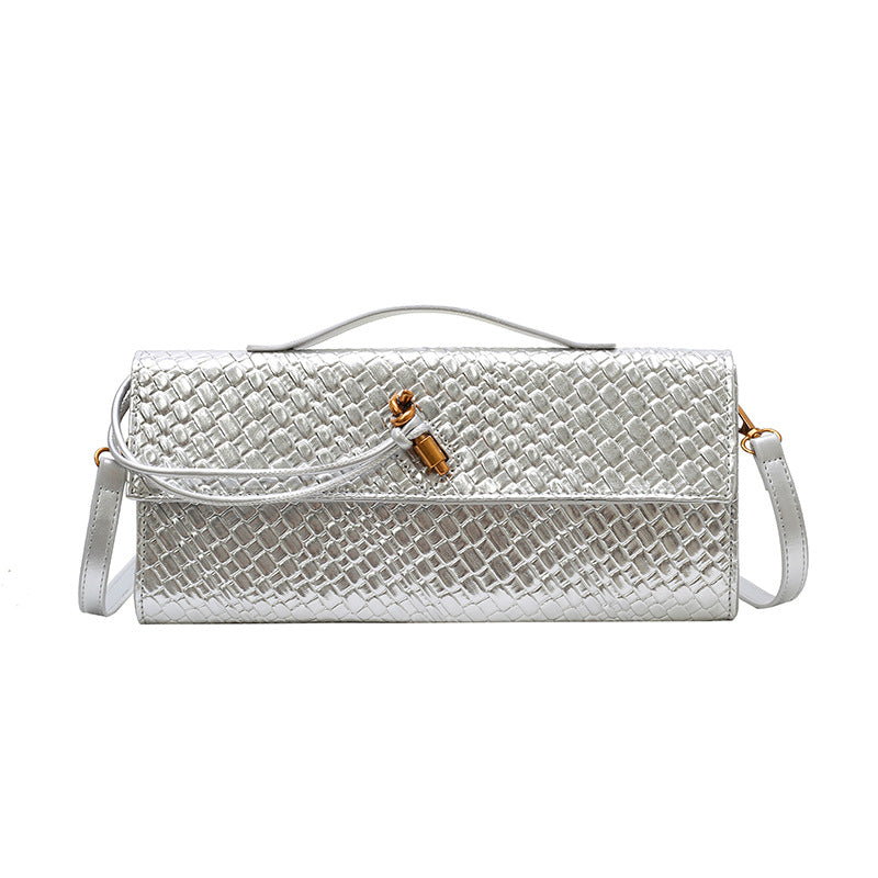 Womens Woven Soft Leather Shoulder Crossbody Bag