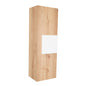 Medicine Single Door Cabinet, Three Shelves - Light Oak / White