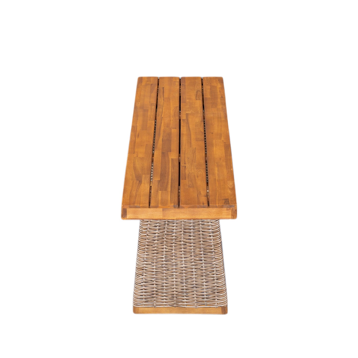 Outdoor Acacia Wood Bench Set of 2 with Teak Finish