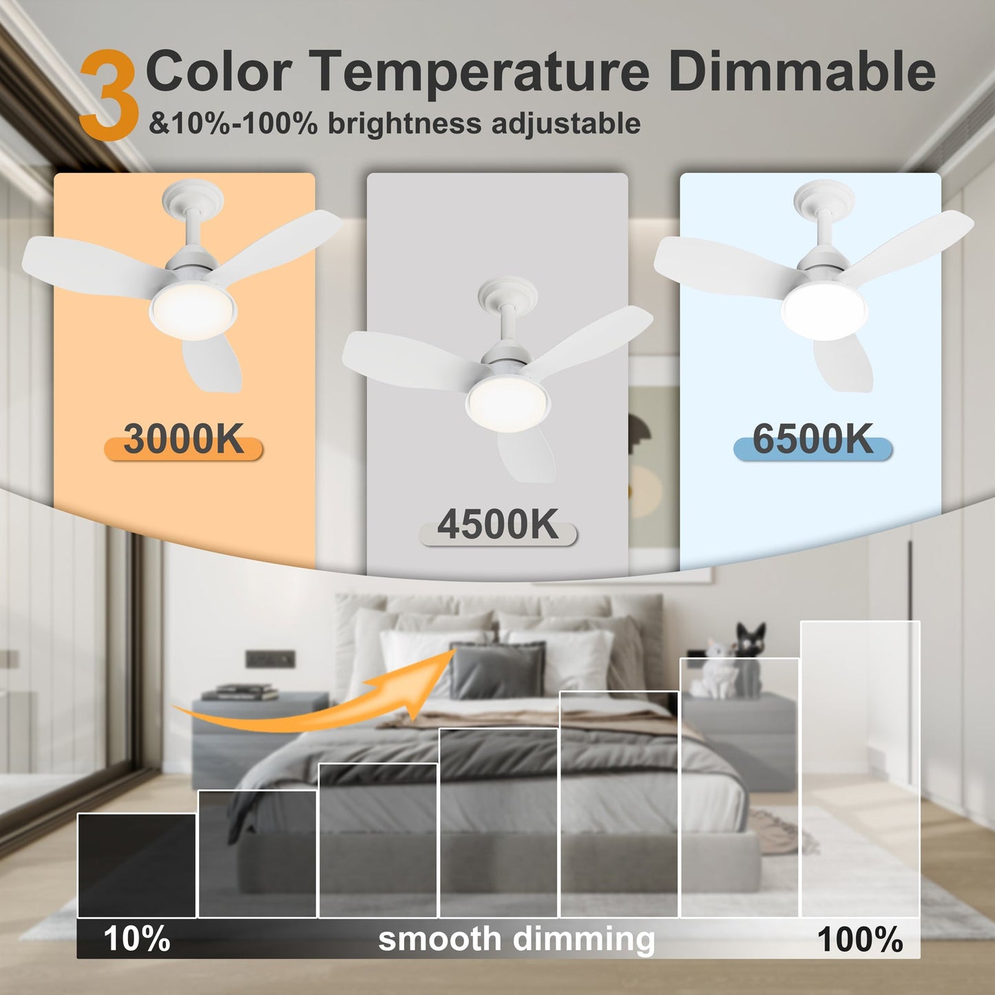 24.4" Modern Ceiling Fan with Light