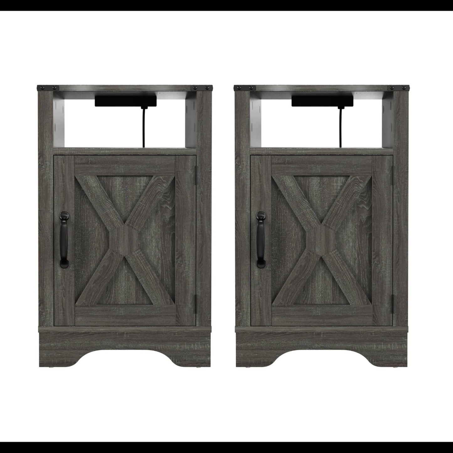 Farmhouse Nightstand, Charging Station & Storage