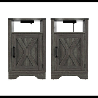 Farmhouse Nightstand, Charging Station & Storage