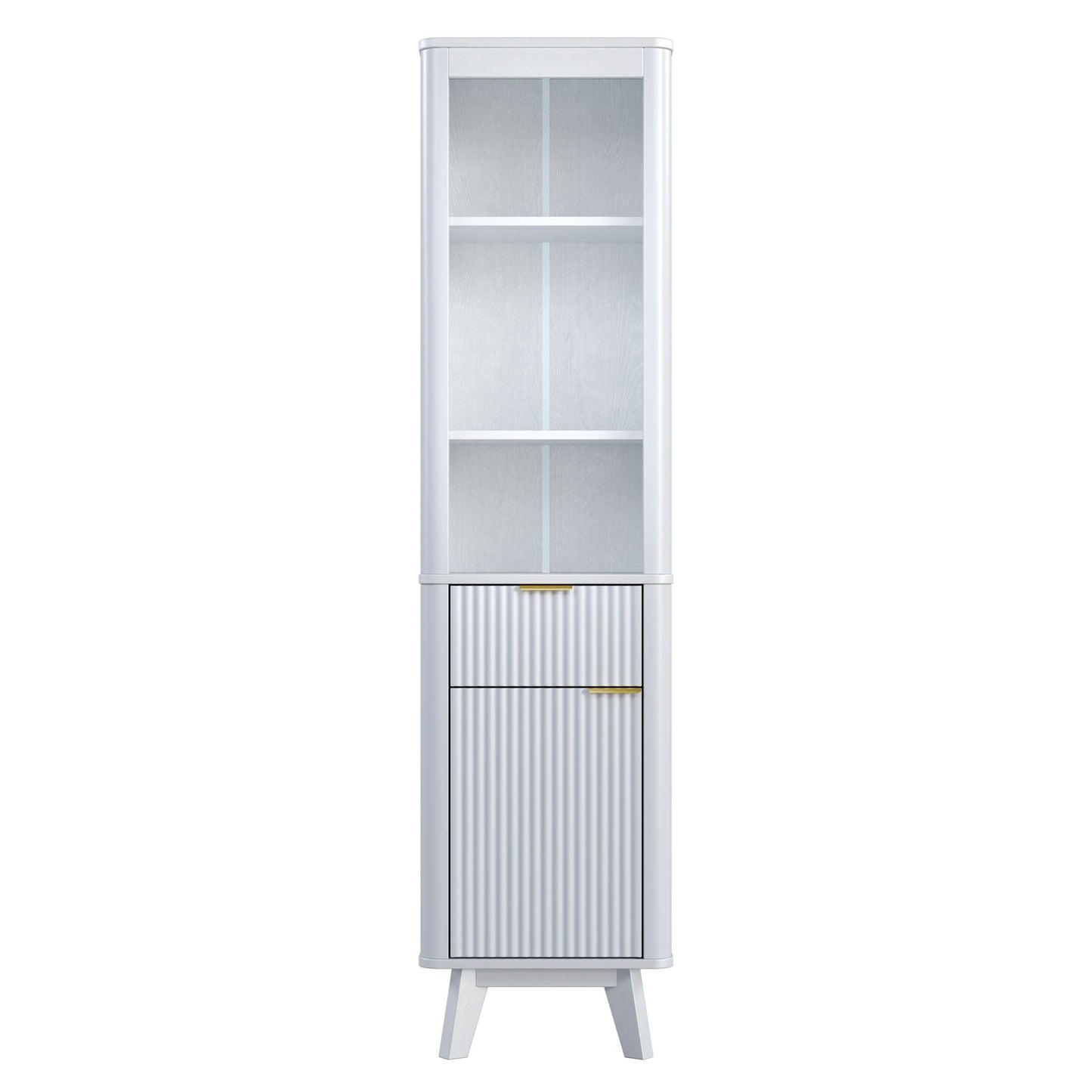Tall Bathroom Storage Cabinet With Adjustable Shelves And 1 Drawer & Door