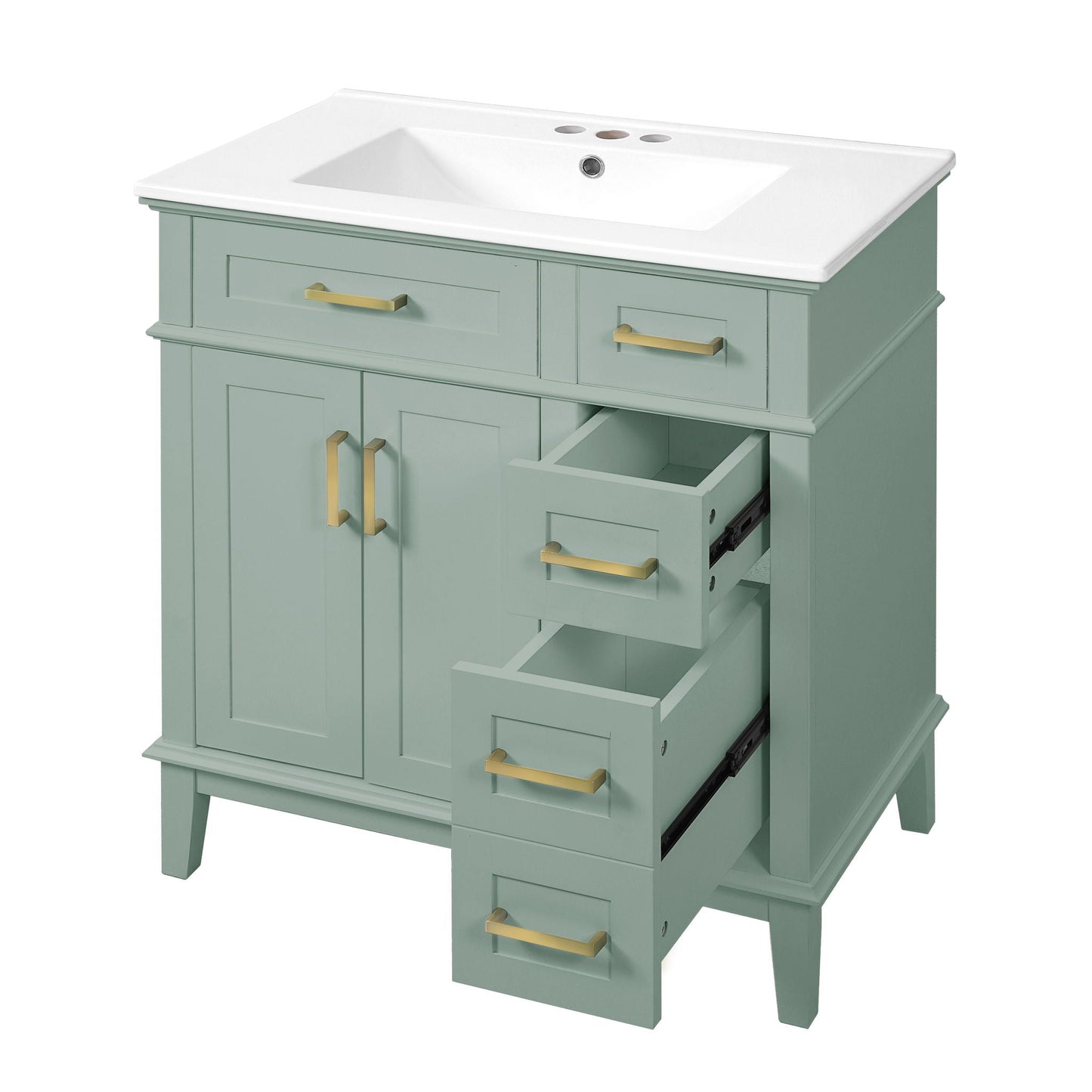 Modern Bathroom Vanity With Sink, Storage Cabinet, Soft Close Doors, Deep & Standard Drawers