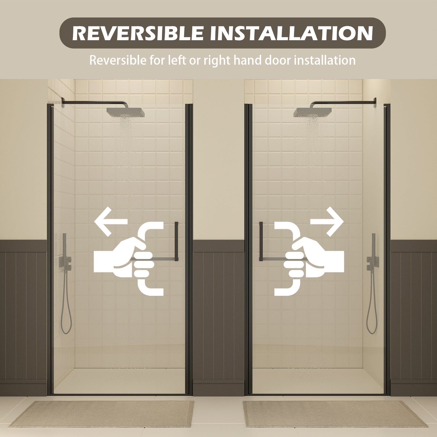27-28" W × 72" H Frameless Pivot Shower Door