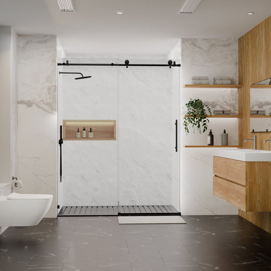 56-60"W x 76"H Frameless Sliding Shower Door with Premium Tempered Glass