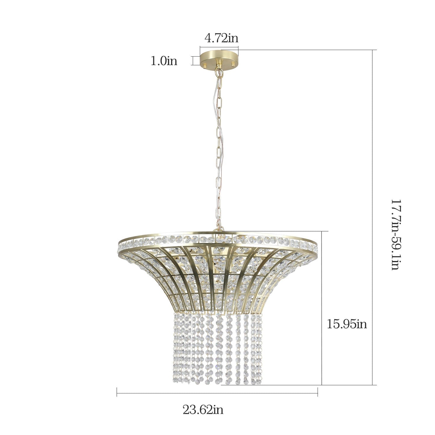 8-Light 23.6' Wide Crystal Waterfall Chandelier