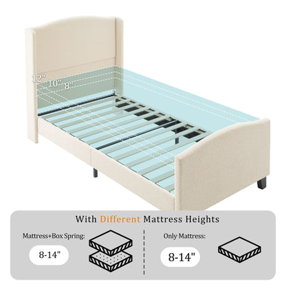 Platform Bed Frame With Tall Headboard And High Footboard