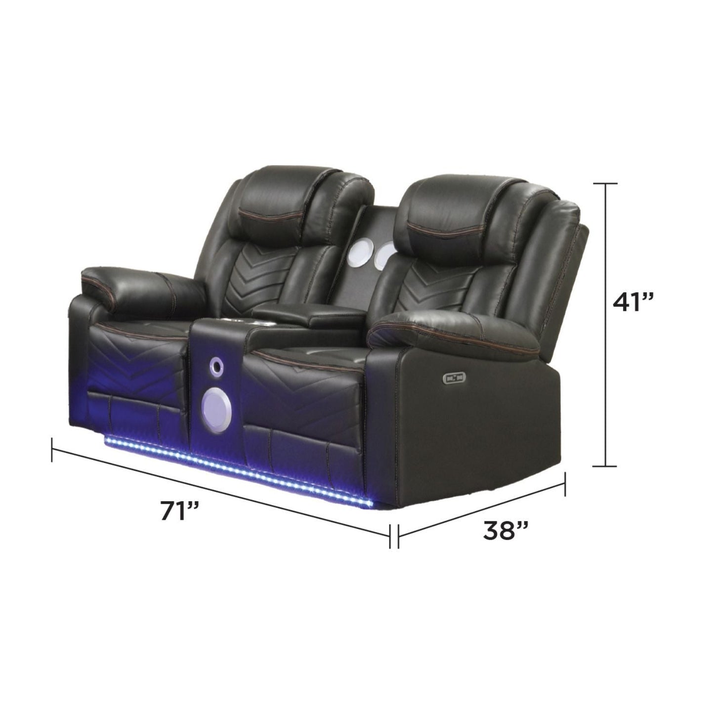 Challenger LED Power Recliner Loveseat With Console
