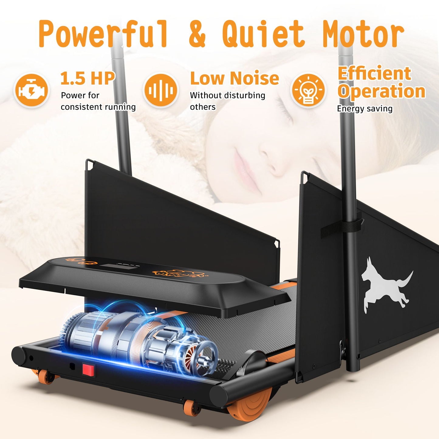 Dog Treadmill For Small To Medium Dogs With LED Display - Black / Orange