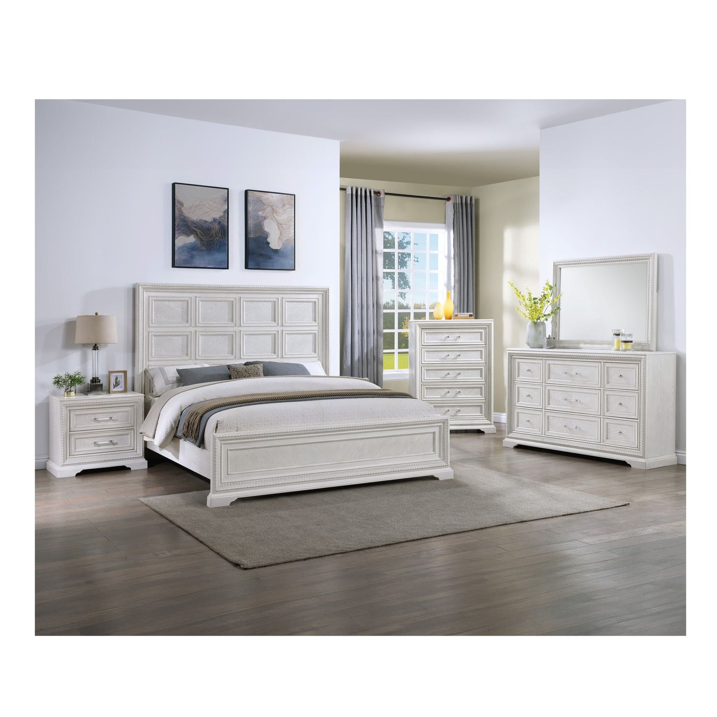 2 Drawer Storage Nightstand Bedroom Furniture - Antique White