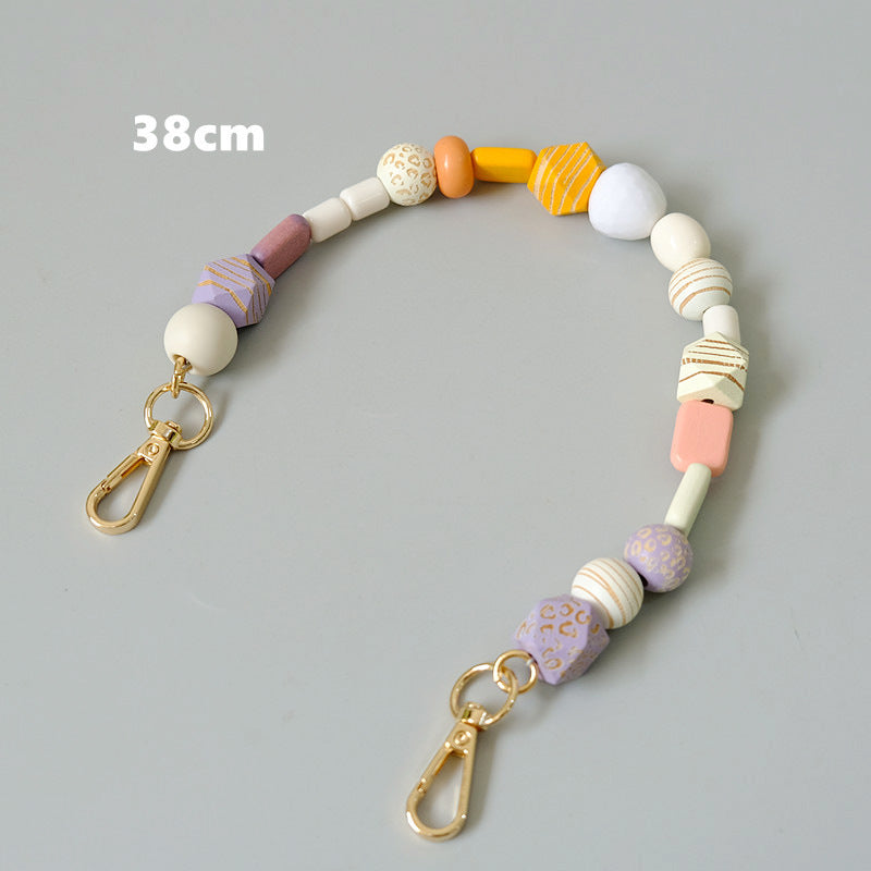 Fashionable Colorful Retro Handmade Wooden Chain Short Handbag Carrying Chain