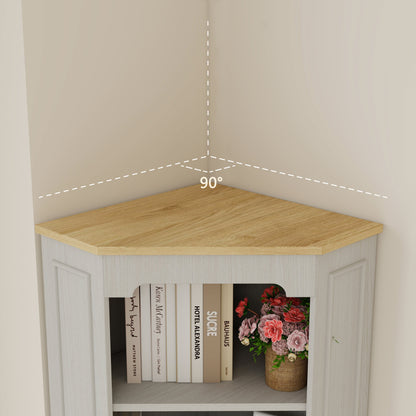 68" Tall Corner Cabinet with Door, Drawer, and Adjustable Shelf